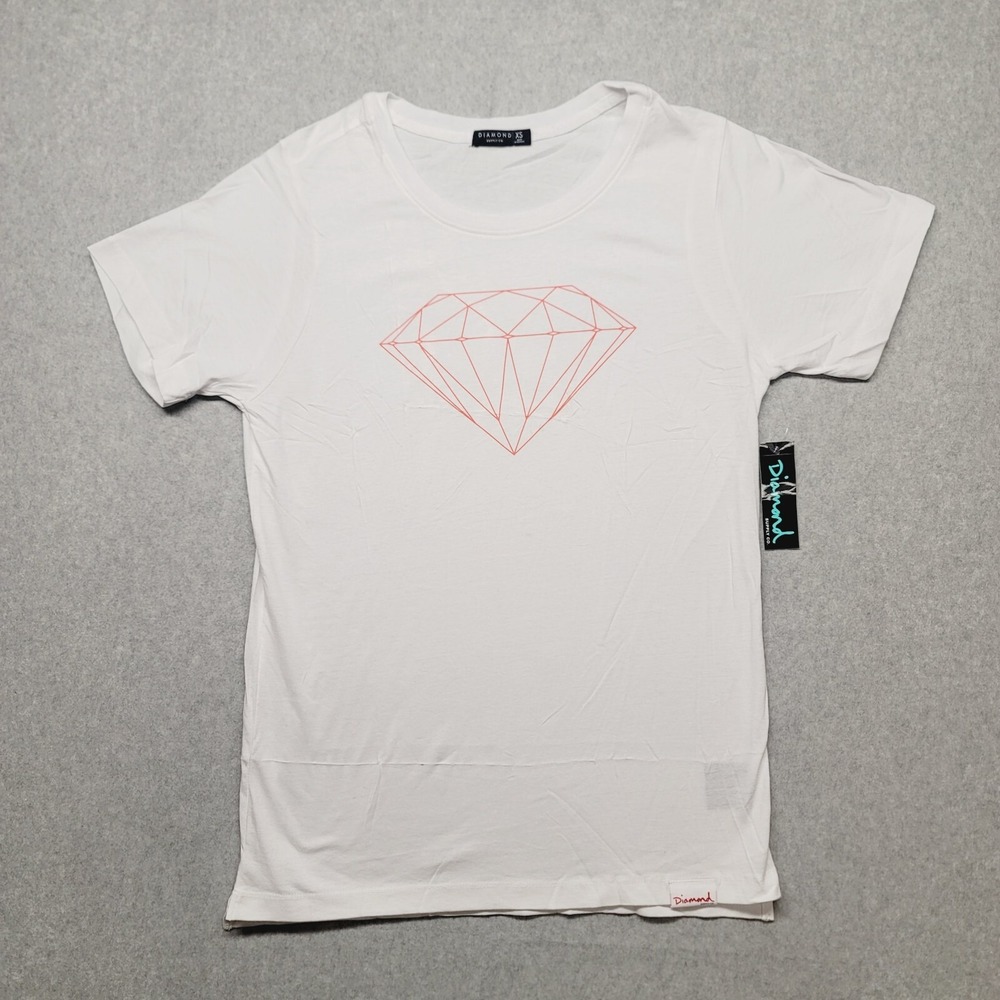 Diamond Supply Co. Graphic T-Shirt Mens XS White Red Outline Logo Tee